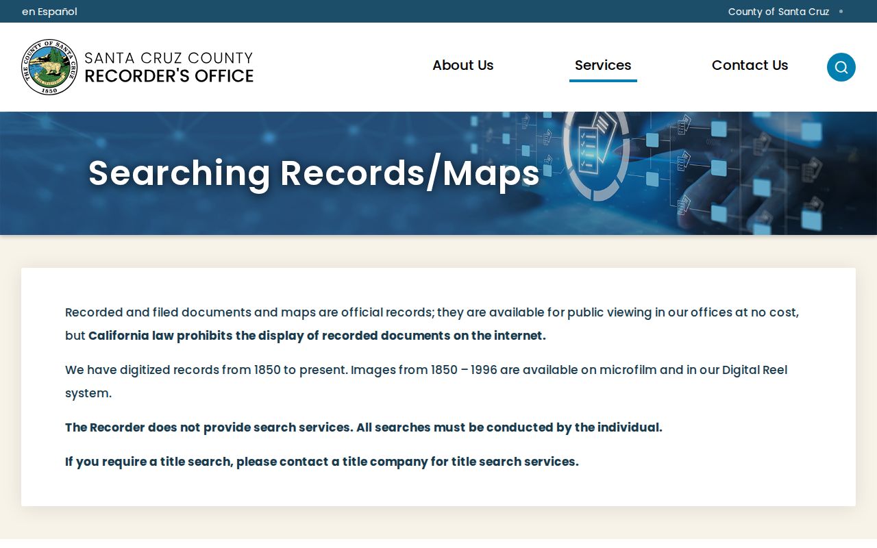 Santa Cruz County people search through Recorder records and map access