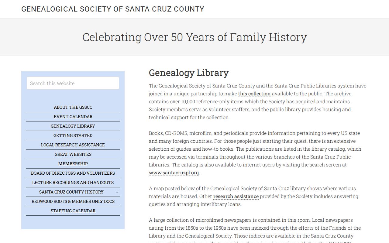 Santa Cruz County people directories resource at the Genealogical Society library