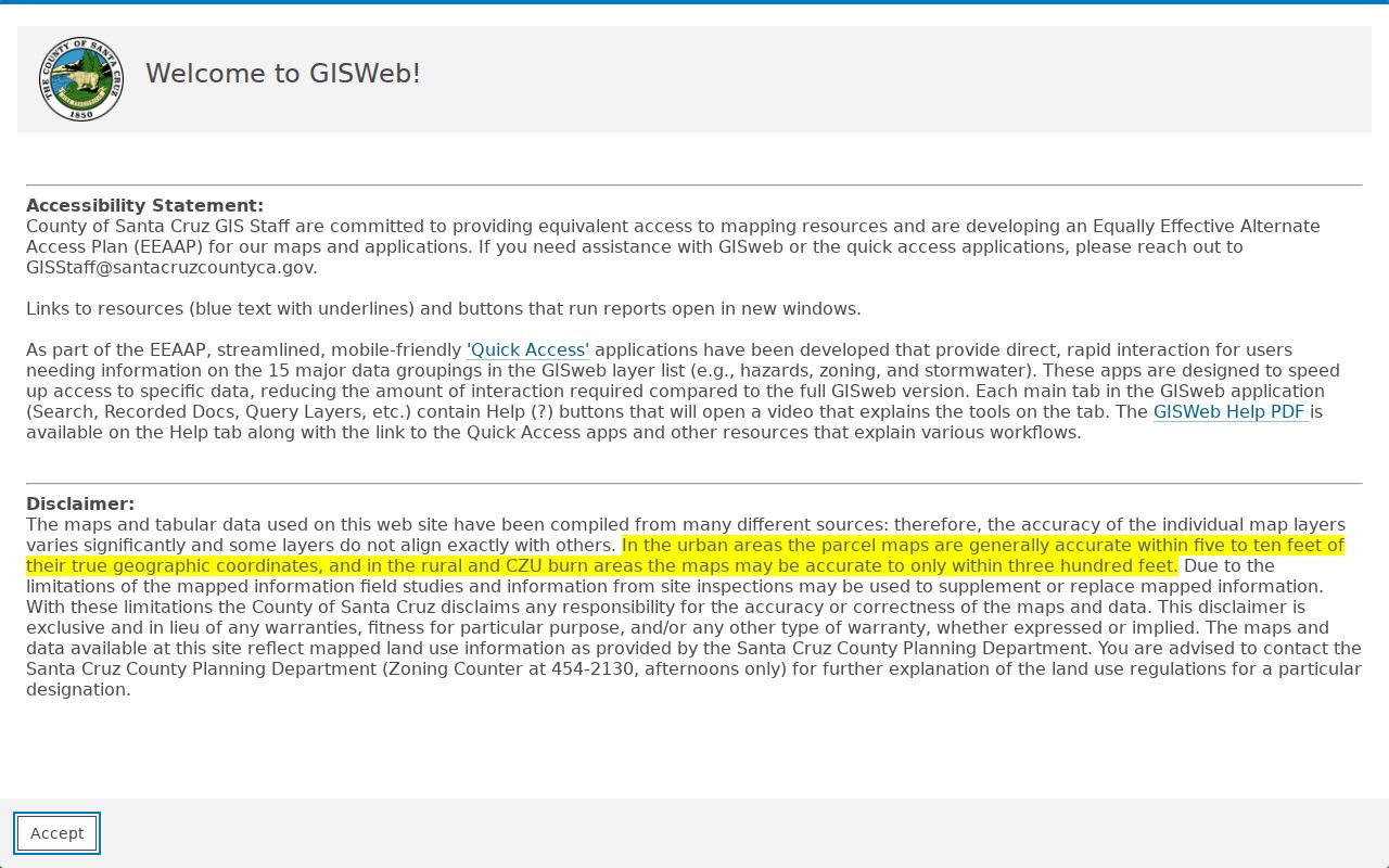 Santa Cruz County parcel records GISWEB mapping viewer